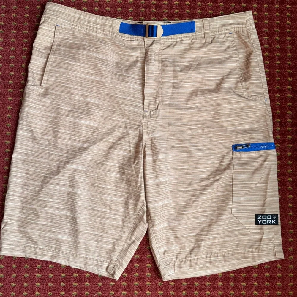 Zoo York Cargo Shorts Mens 40 Tan Space Dye Excellent Belted Skate Streetwear